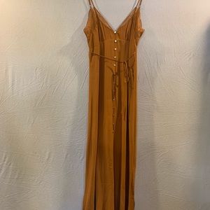Long Burnt Orange LOVESTITCH tank dress with slits